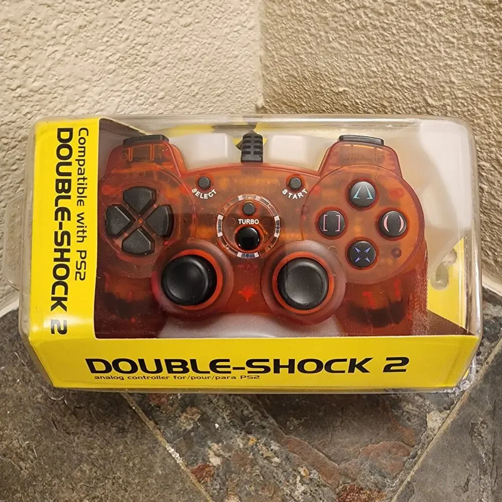 PS2 Controller Gamepad Double Shock 2, Red (NEW) - PlayStation 2 - Old Skool